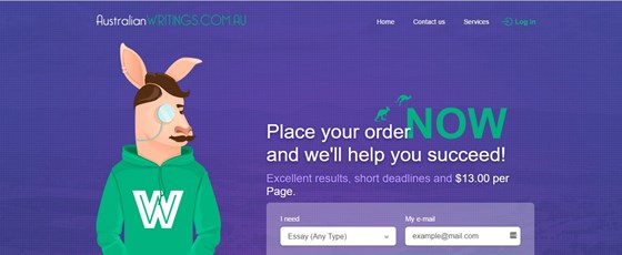 Main page: Australinawritings main page design